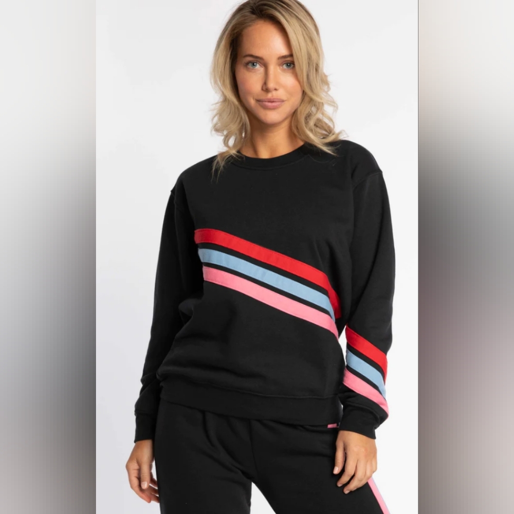 Sub_Urban Riot Black and Red Sweatshirt with Sporty Stripes